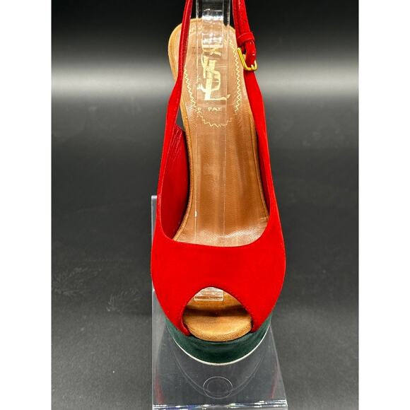 Yves saint Laurent suede peep toe platform - Picture 15 of 16